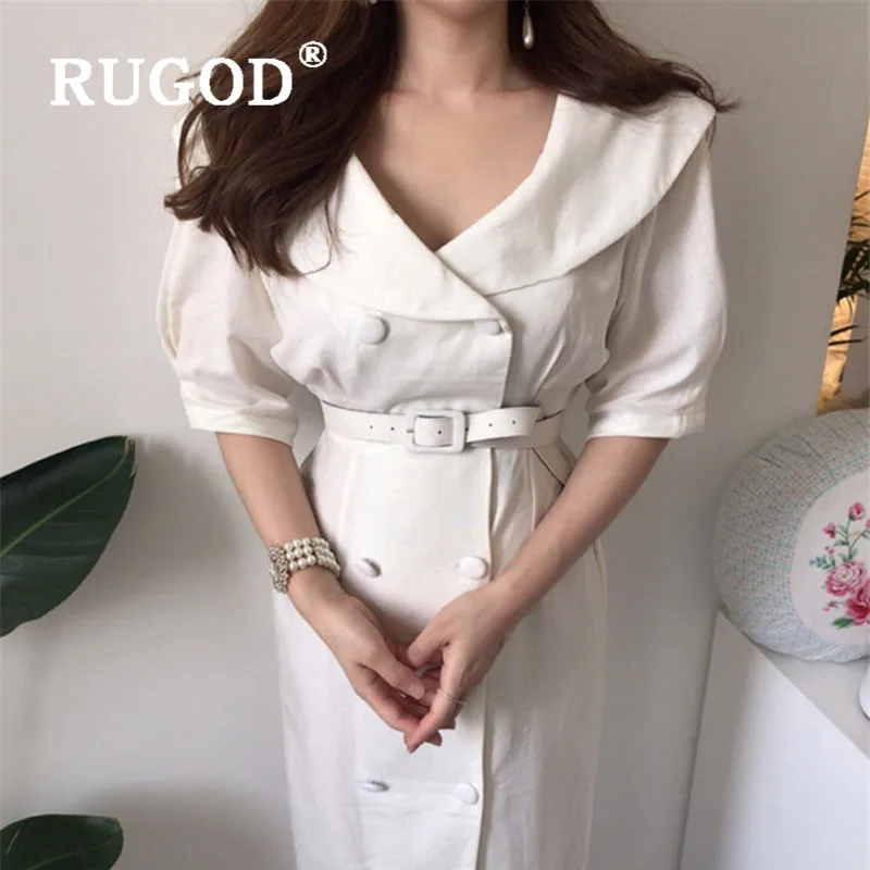 Женские винтажные белые платья RUGOD корейское элегантное облегающее длинное