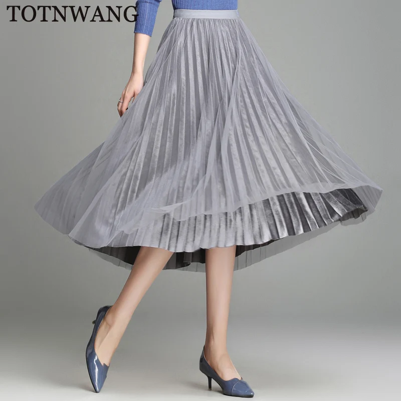 TOTNWANG 2019 новая бархатная сетчатая юбка женская зимняя эластичная талия большие