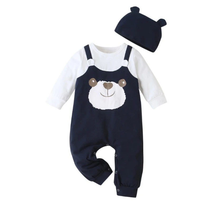 Cute Baby Girls Boys Printed Panda Fake Two-piece Long Climbing Romper Jumpsuit+Hat Toddler Infant Clothes Outfit Kids Clothing
Cute Baby Girls Boys Printed Panda Fake Two-piece Long Climbing Romper Jumpsuit+Hat Toddler Infant Clothes Outfit Kids Clothing
