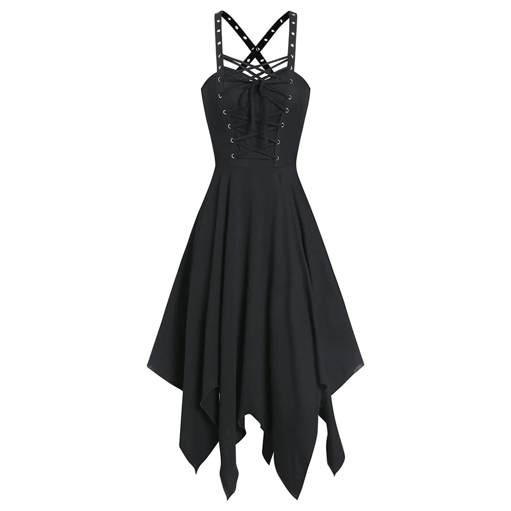 Black Dress Women's Gothic Punk Sleeveless Strap Sling Irregular Pink Dress Sexy Lace Up Gothic Strap Dress Party Club Dress 2XL
Black Dress Women's Gothic Punk Sleeveless Strap Sling Irregular Pink Dress Sexy Lace Up Gothic Strap Dress Party Club Dress 2XL