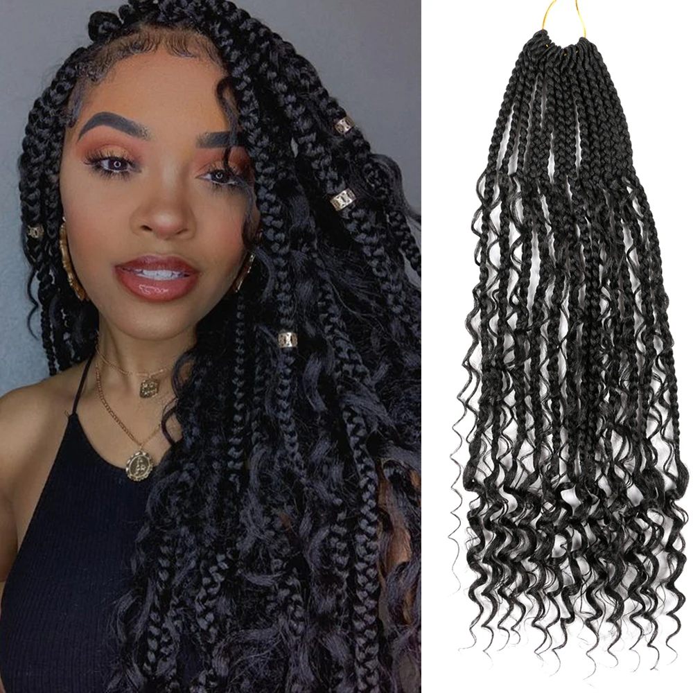 Belle Show Synthetic Messy Goddess Box Braids Crochet Hair With Curly End Bohemian Box Braiding Hair Extensions
Belle Show Synthetic Messy Goddess Box Braids Crochet Hair With Curly End Bohemian Box Braiding Hair Extensions