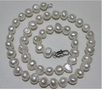 

stunning 2rows 9-10mm white baroque freshwater cultured pearl necklace s297