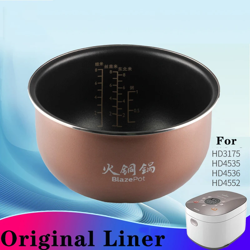 Original 4L Replacement Rice cooker Cooking Pot Liner Non-stick liner Container Accessories For Philips HD3175HD4535HD4536HD4552
Original 4L Replacement Rice cooker Cooking Pot Liner Non-stick liner Container Accessories For Philips HD3175HD4535HD4536HD4552