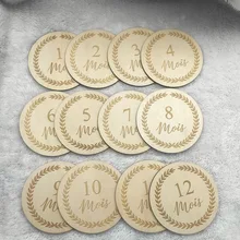 1-12 Months Wooden Baby Monthly Cards For Newborn Milestones Discs 
1-12 Months Wooden Baby Monthly Cards For Newborn Milestones Discs
