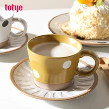 Retro wave point ceramic coffee cup with saucer snack plate set ins handmade rough pottery high value hand-painted cup
Retro wave point ceramic coffee cup with saucer snack plate set ins handmade rough pottery high value hand-painted cup
