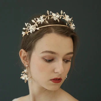 Delicate Clay Flower Bridal Tiara Mermaid Headband Handmade Gold Leaf Crown Luxury Bridal Headpiece Party Prom Hair Jewelry
Delicate Clay Flower Bridal Tiara Mermaid Headband Handmade Gold Leaf Crown Luxury Bridal Headpiece Party Prom Hair Jewelry