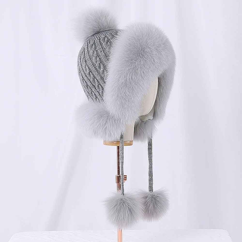100% Real Fur Hat for Women Natural Fox Fur Russian Ushanka Hats Winter Thick Warm Ears Fashion Bomber Cap Girls Fur Hat Elastic
100% Real Fur Hat for Women Natural Fox Fur Russian Ushanka Hats Winter Thick Warm Ears Fashion Bomber Cap Girls Fur Hat Elastic