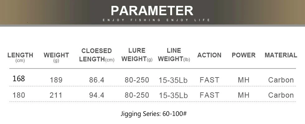 Canne de pêche en mer à soutenir / Jigging puissance 80-250g