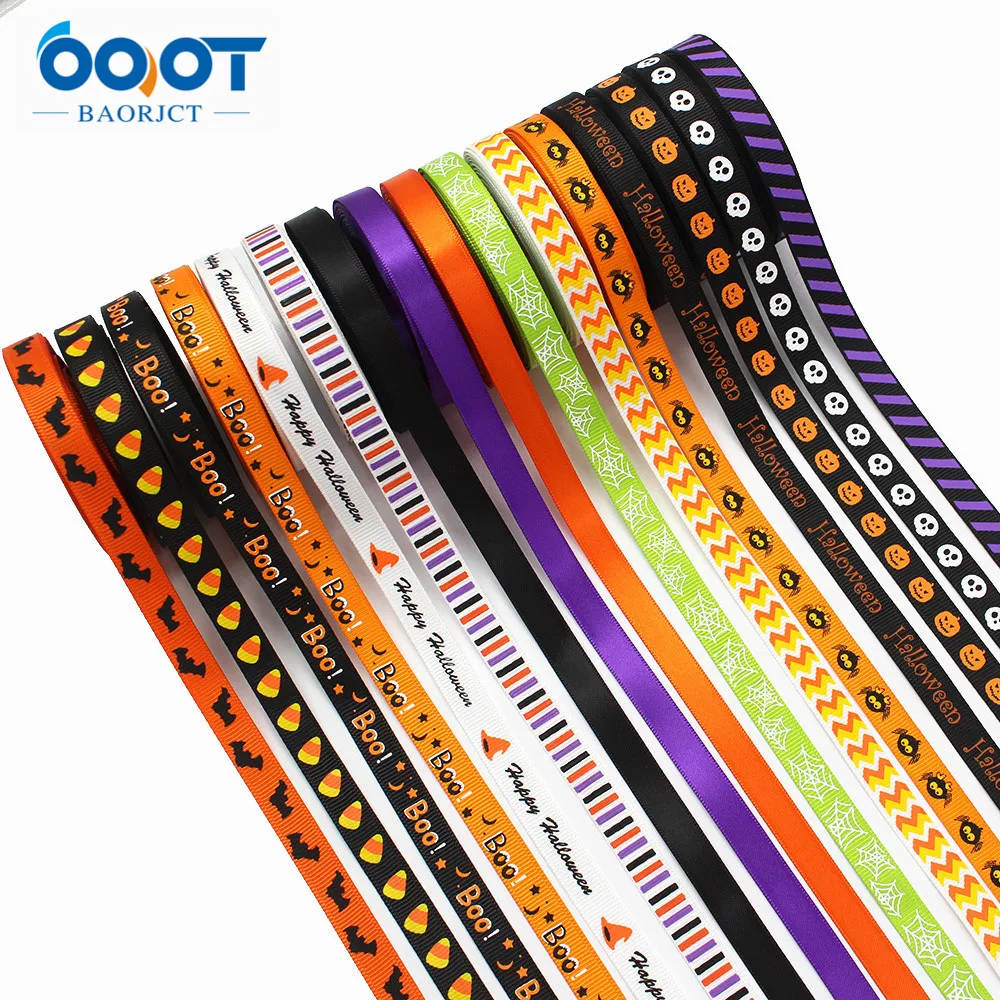 Праздничные ленты на Хэллоуин 10 ярдов Grosgrain набор лент 3/8 "летучие мыши пауки с