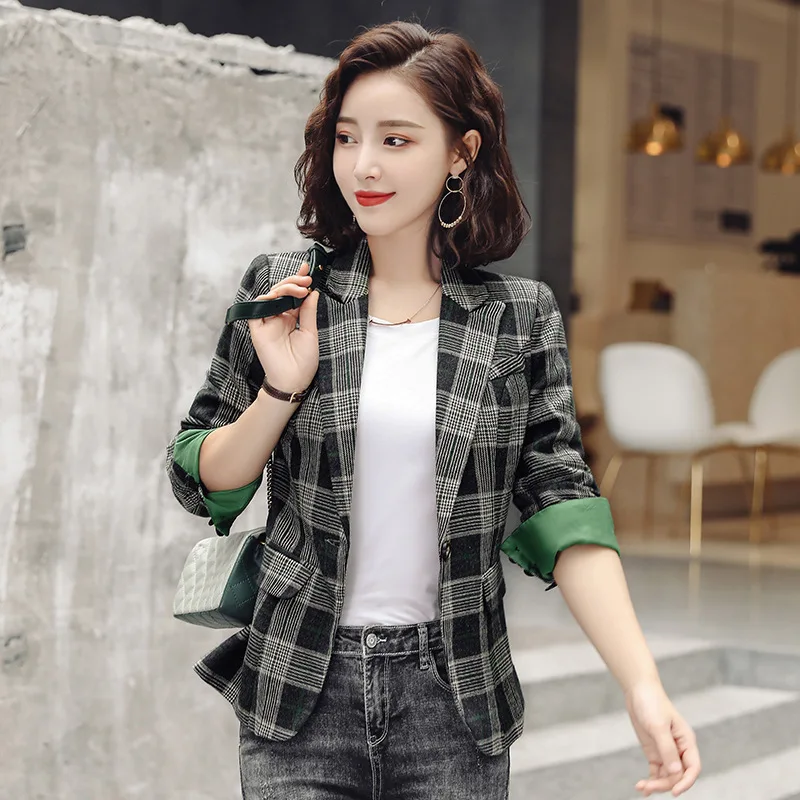 2019 Spring And Autumn New Style Retro Color Matching Suit Jacket Women's Korean-style Pattern Slim Fit Single Buckle Small Suit
2019 Spring And Autumn New Style Retro Color Matching Suit Jacket Women's Korean-style Pattern Slim Fit Single Buckle Small Suit