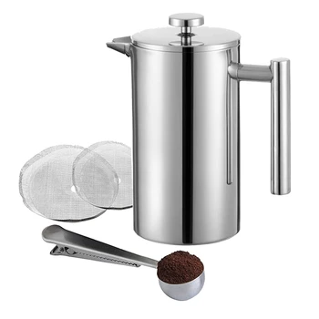 Botique-350ML French Press,12Oz, Double Wall Stainless Steel Tea Cafetiere Kettle, with Coffee Measuring Spoon &2 Filter Sns
Botique-350ML French Press,12Oz, Double Wall Stainless Steel Tea Cafetiere Kettle, with Coffee Measuring Spoon &2 Filter Sns