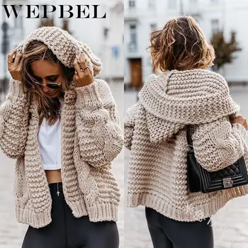 WEPBEL Women Long Cardigan Solid Hooded Cardigans Sweater Autumn Spring Female Keep Warm Lantern Sleeve Loose Wool Knitted Coat
WEPBEL Women Long Cardigan Solid Hooded Cardigans Sweater Autumn Spring Female Keep Warm Lantern Sleeve Loose Wool Knitted Coat