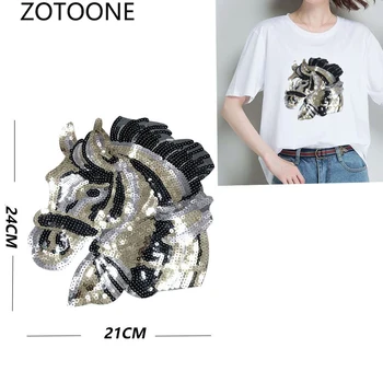 ZOTOONE Iron on Big Horse Head Patches Sewing on Large Sequin Patches for Clothing Applique Stripe on Clothes for Diy T-shirt I 
ZOTOONE Iron on Big Horse Head Patches Sewing on Large Sequin Patches for Clothing Applique Stripe on Clothes for Diy T-shirt I