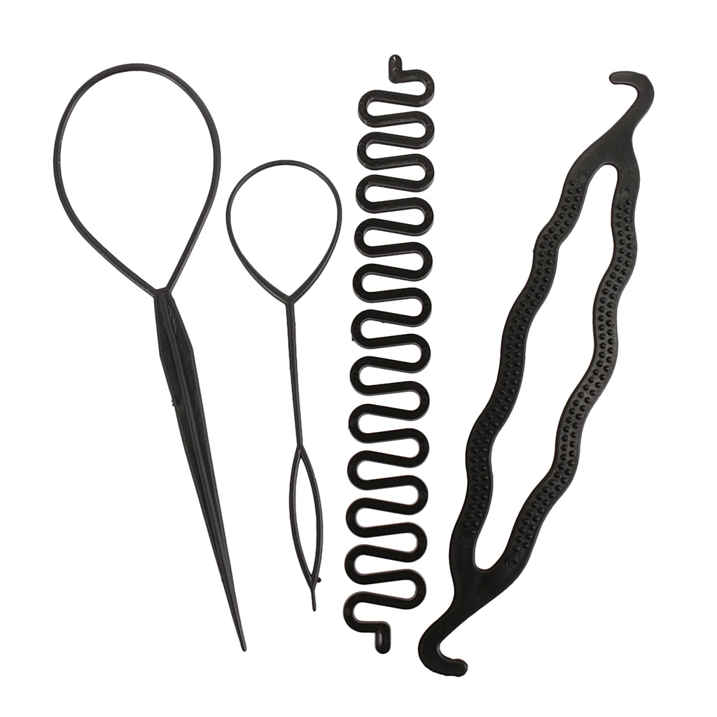 4pcs Fashion Salon Balck Woman Girl Hair Styling Clip Stick Bun Maker Braid Hair Tool Ponytail Creator 4pcs Fashion Salon Balck Woman Girl Hair Styling Clip Stick Bun Maker Braid Hair Tool Ponytail Creator