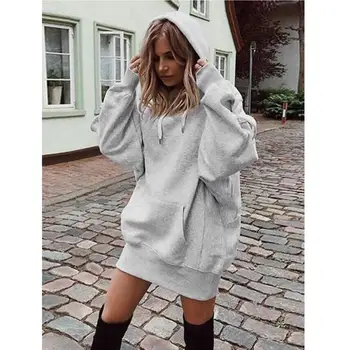 Women Solid Color Hoodie Long Sleeve Padded Loose Long Casual Sweatshirt
Women Solid Color Hoodie Long Sleeve Padded Loose Long Casual Sweatshirt