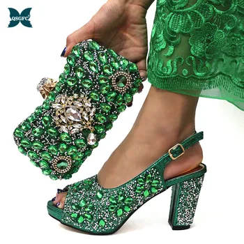 African Women Italian design Shoes and Bag Set Decorated with Rhinestone Shoe and Bag Set 2020 Women Shoes and Bag Set in Green
African Women Italian design Shoes and Bag Set Decorated with Rhinestone Shoe and Bag Set 2020 Women Shoes and Bag Set in Green