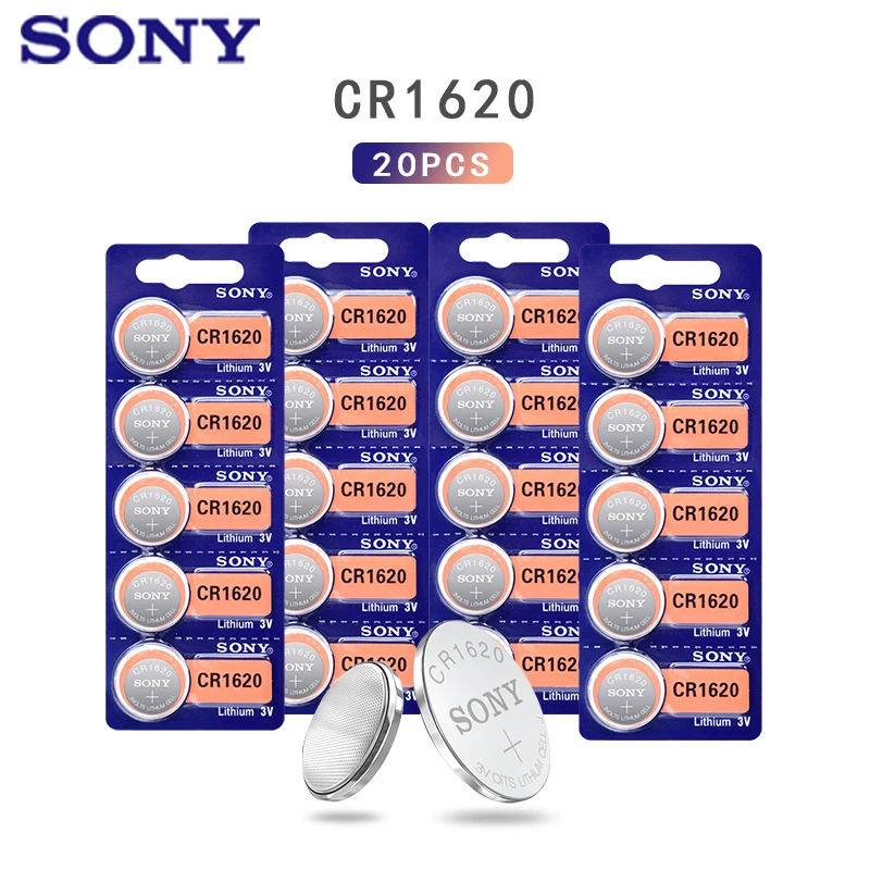Кнопочные элементы питания Sony cr1620 20 шт./лот оригинальные батарейки для часов 3 в