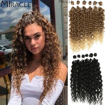 

Synthetic Hair Extensions Afro Kinky Curly Hair Bundles Ombre Blonde Heat Resistant Curly Wave Hair For Black Women Miracle Hair