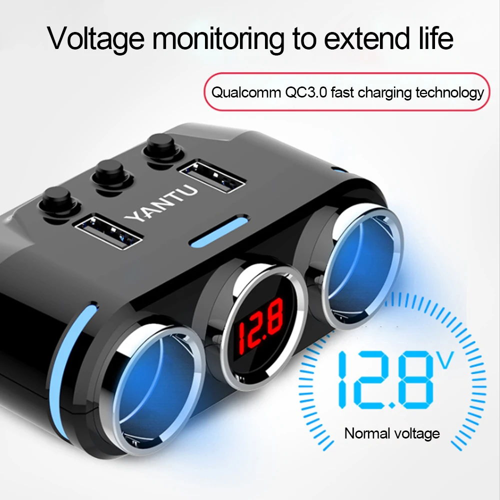Dual USB Car Charger with Wireless Voltage QC3.0 Fast Charging One Towing Three Cigarette Lighter Vehicle Power Splitter B39
Dual USB Car Charger with Wireless Voltage QC3.0 Fast Charging One Towing Three Cigarette Lighter Vehicle Power Splitter B39