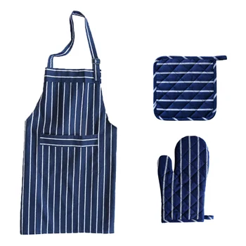 1 Set 3 Pcs Stripe Cotton Aprons Oven Mitts and Potholders Cooking Gloves for Cooking Baking Grilling 
1 Set 3 Pcs Stripe Cotton Aprons Oven Mitts and Potholders Cooking Gloves for Cooking Baking Grilling