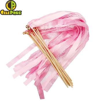 Wedding Ribbon Wands Pink Girl's Fairy Sticks Wedding Birthday Party Silk Lace Ribbon Stick with Bells Shaking Streamer Wands
Wedding Ribbon Wands Pink Girl's Fairy Sticks Wedding Birthday Party Silk Lace Ribbon Stick with Bells Shaking Streamer Wands