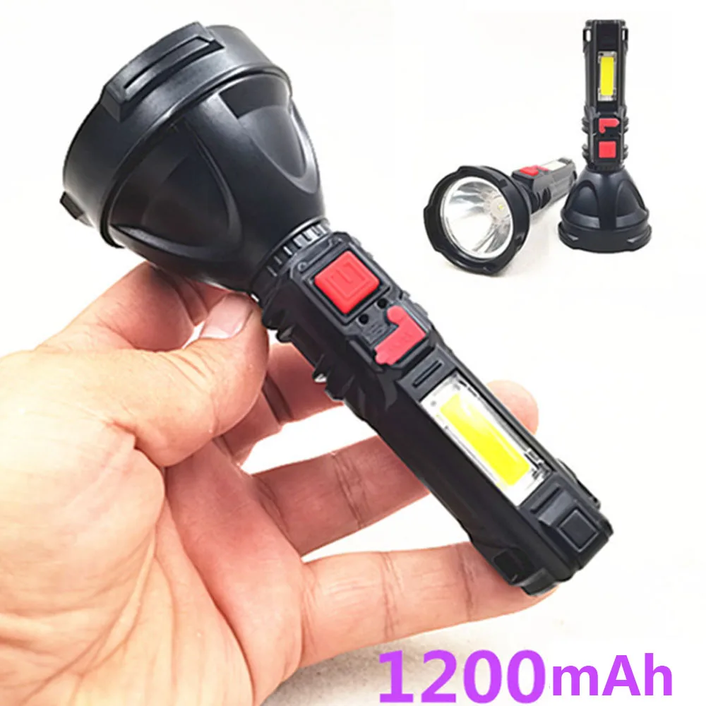 

2000LM COB LED Emergency Flashlight 1200mAh USB Rechargeable Work Light Inspection Lamp 3Modes Strobe Warning Strobe Light