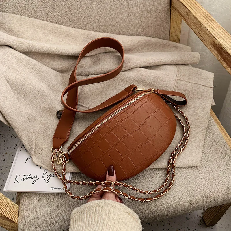 

Women's Bag 2020 New One-Shoulder Crossbody Rhombic Wide Shoulder Strap Chest Bag Niche Net Red Texture Ins Fashion Small Bag