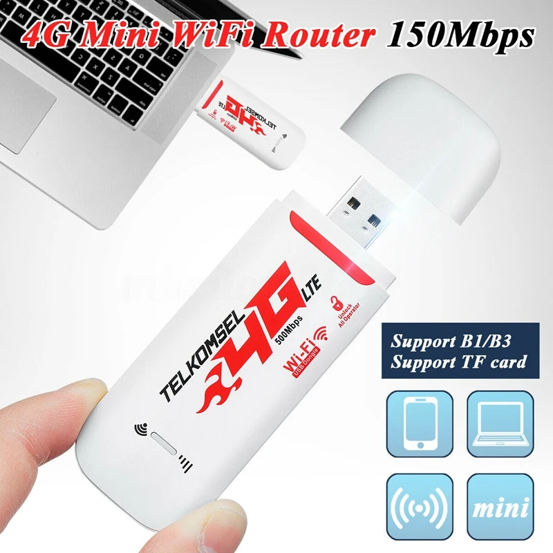 

Portable 4G/3G LTE Car WIFI Router Hotspot 150Mbps Wireless USB Dongle Mobile Broadband Modem SIM Card Unlocked