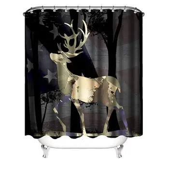 Abstract Patriotic Deer Shower Curtain Set Elk Silhouette with Flag and Tree Fabric Shower Curtains for Bathroom Decor with 12
Abstract Patriotic Deer Shower Curtain Set Elk Silhouette with Flag and Tree Fabric Shower Curtains for Bathroom Decor with 12