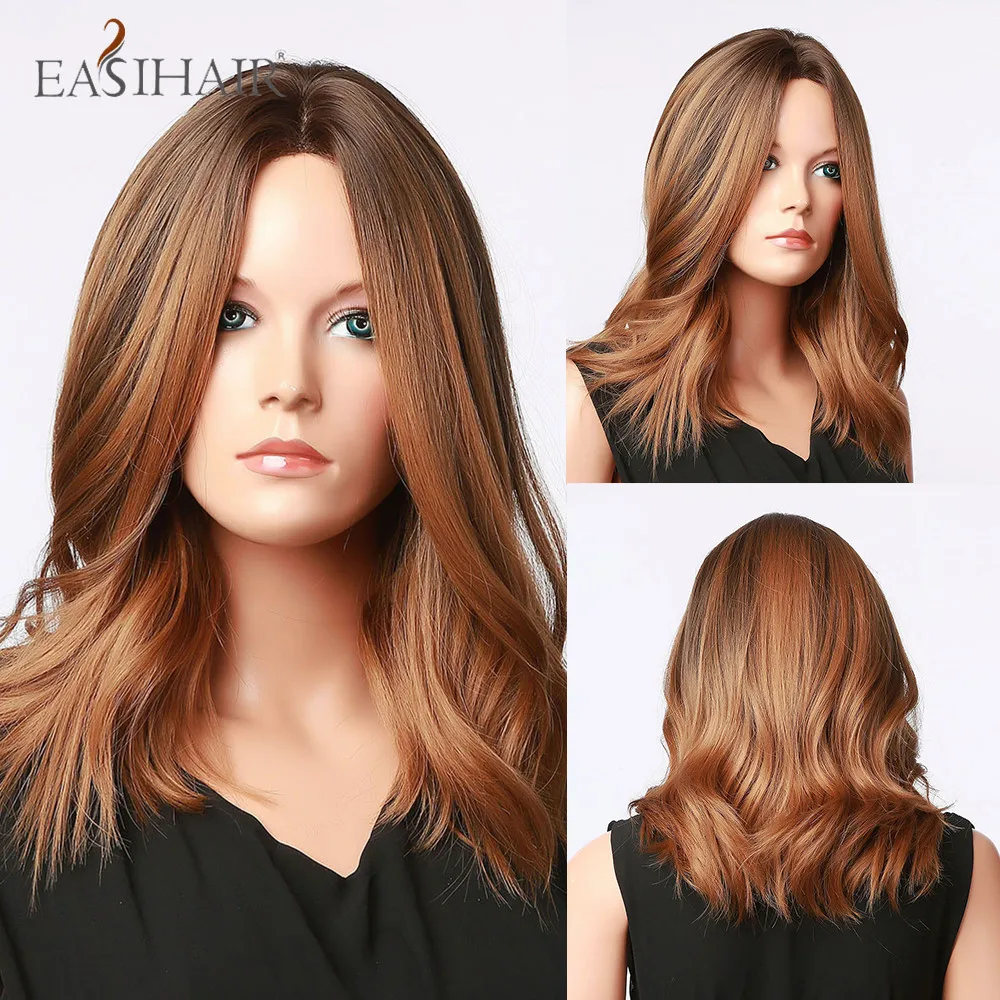 EASIHAIR Dark Brown Hairline Part Lace Wigs with Light Brown Highlights Natural Wavy Synthetic Heat Resistant Wigs for Women
EASIHAIR Dark Brown Hairline Part Lace Wigs with Light Brown Highlights Natural Wavy Synthetic Heat Resistant Wigs for Women