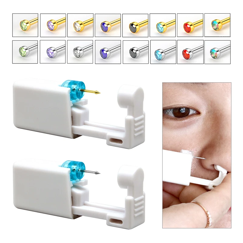 1PC Nose Studs Piercing Gun Gold Plated Silver Color Disposable Sterile Nose Piercing Piercer Tool Body Piercing Jewelry 18G
1PC Nose Studs Piercing Gun Gold Plated Silver Color Disposable Sterile Nose Piercing Piercer Tool Body Piercing Jewelry 18G