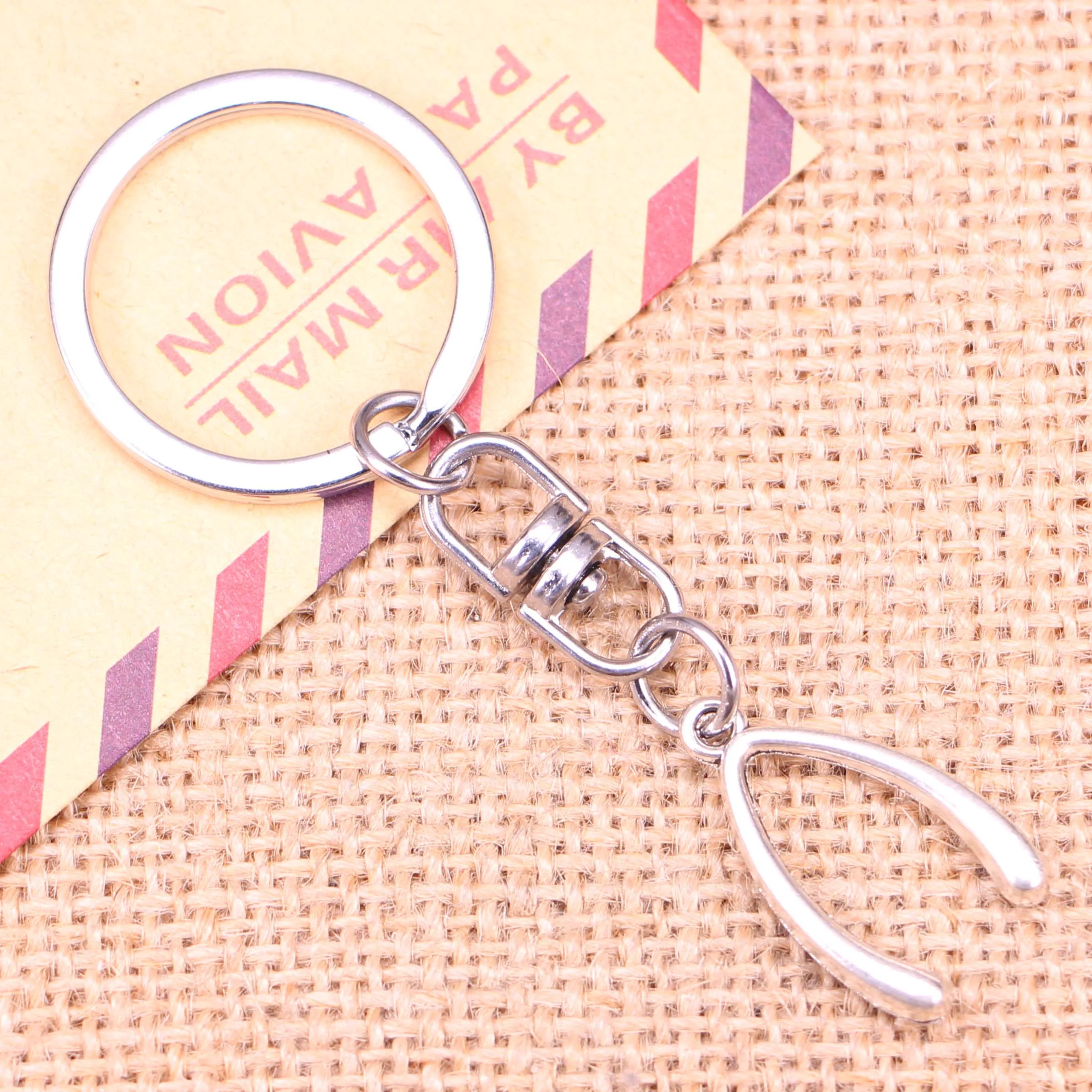 New Fashion Keychain 25x14mm lucky wish bone Pendants DIY Men Jewelry Car Key Chain Ring Holder Souvenir For Gift | Украшения и