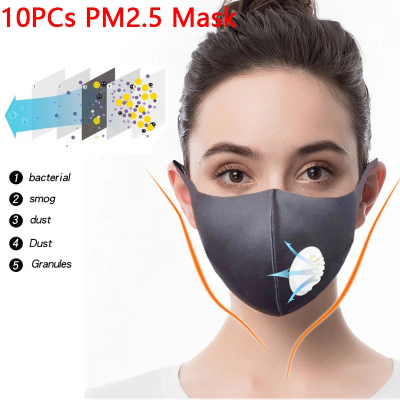 10PCS Black PM2.5 Anti Pollution Valve Mask Anti Air Dust And Smoke Pollution Mask With Elastic Earloop Washable Mask
10PCS Black PM2.5 Anti Pollution Valve Mask Anti Air Dust And Smoke Pollution Mask With Elastic Earloop Washable Mask
