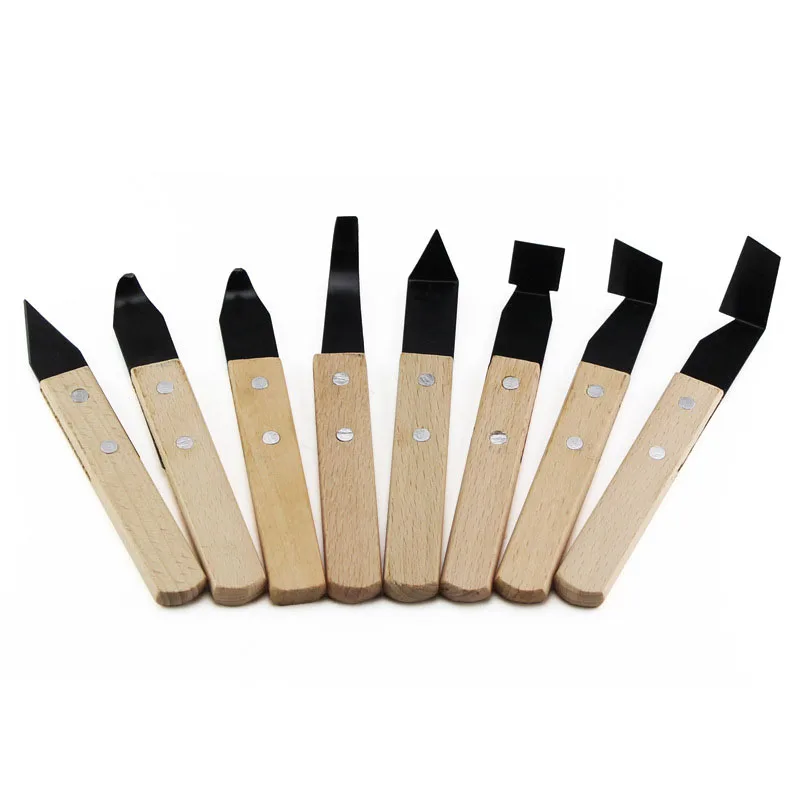 

8pcs Ceramic Shaping Tools Large Angled Pottery Trimming Polymer Clay Hook Vein Making Sculpture Knife Sculpting Modeling Tool