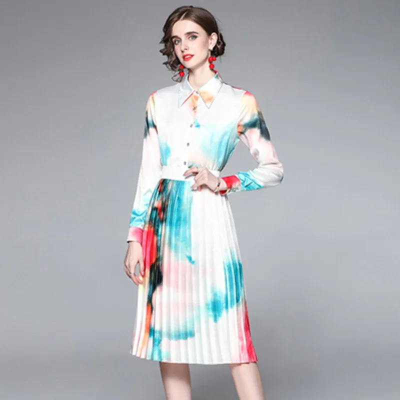 Autumn High-End Women Print Skirt Sets Full Sleeve Gradient Color Shirt Top+Fashion Pleated Midi Skirts Lady Simple 2 Piece Suit
Autumn High-End Women Print Skirt Sets Full Sleeve Gradient Color Shirt Top+Fashion Pleated Midi Skirts Lady Simple 2 Piece Suit
