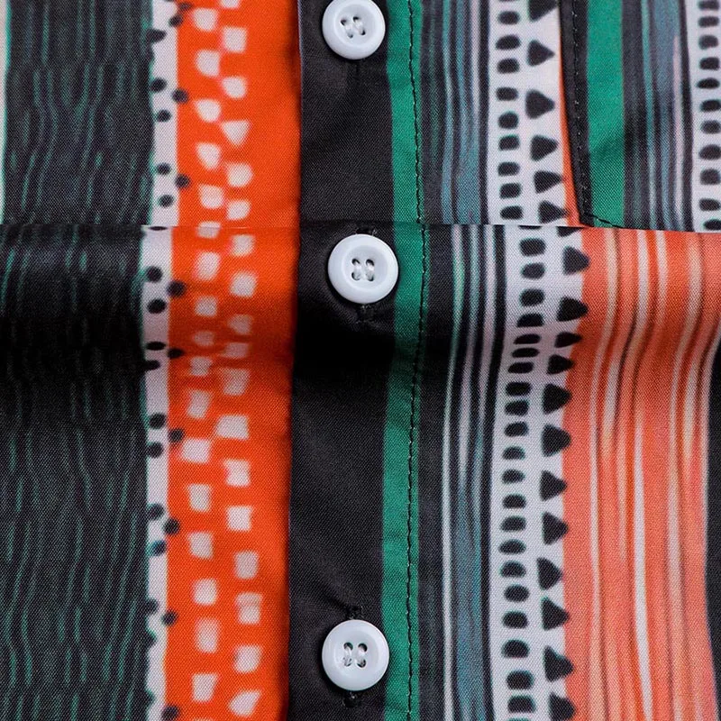 New ice silk mix and match striped short sleeve shirt for men's three-dimensional business trip party