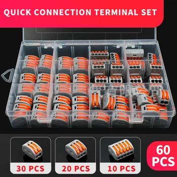 60Pcs/Set Push in Wiring Wiring Terminal Blocks 2/3/5 Pin Cable wire Connectors PCT-212 213 215 TYPE Fast Wire Cable Connectors
60Pcs/Set Push in Wiring Wiring Terminal Blocks 2/3/5 Pin Cable wire Connectors PCT-212 213 215 TYPE Fast Wire Cable Connectors