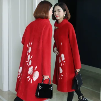 Jacket female autumn and winter imitation water velvet 2019 new 40-year-old middle-aged coat long 
Jacket female autumn and winter imitation water velvet 2019 new 40-year-old middle-aged coat long
