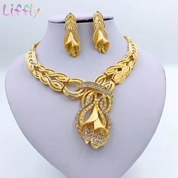 African Fashion Jewelry Sets Flower Necklace Bracelet Earrings Ring Wedding Elegant Bridal Crystal Jewelry
African Fashion Jewelry Sets Flower Necklace Bracelet Earrings Ring Wedding Elegant Bridal Crystal Jewelry