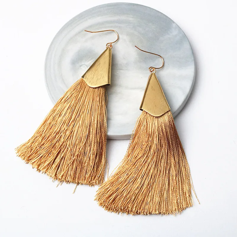 

Bohemian Simple Tassel Earrings Ancient Silver Ethnic Drop Earrings for Women Wedding Long Fringed Earrings Jewelry Gift