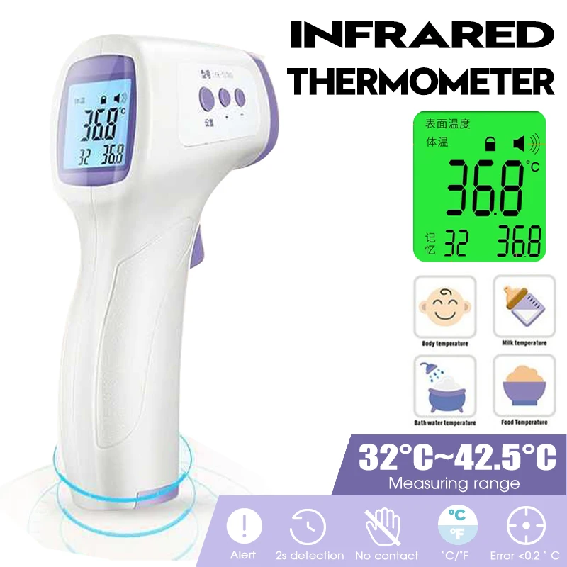 Medical Digital Infrared Thermometer Non-contact Temperature Gun Handheld Baby/Adult IR Temperature Meter Backlight 32~43C Alarm
Medical Digital Infrared Thermometer Non-contact Temperature Gun Handheld Baby/Adult IR Temperature Meter Backlight 32~43C Alarm
