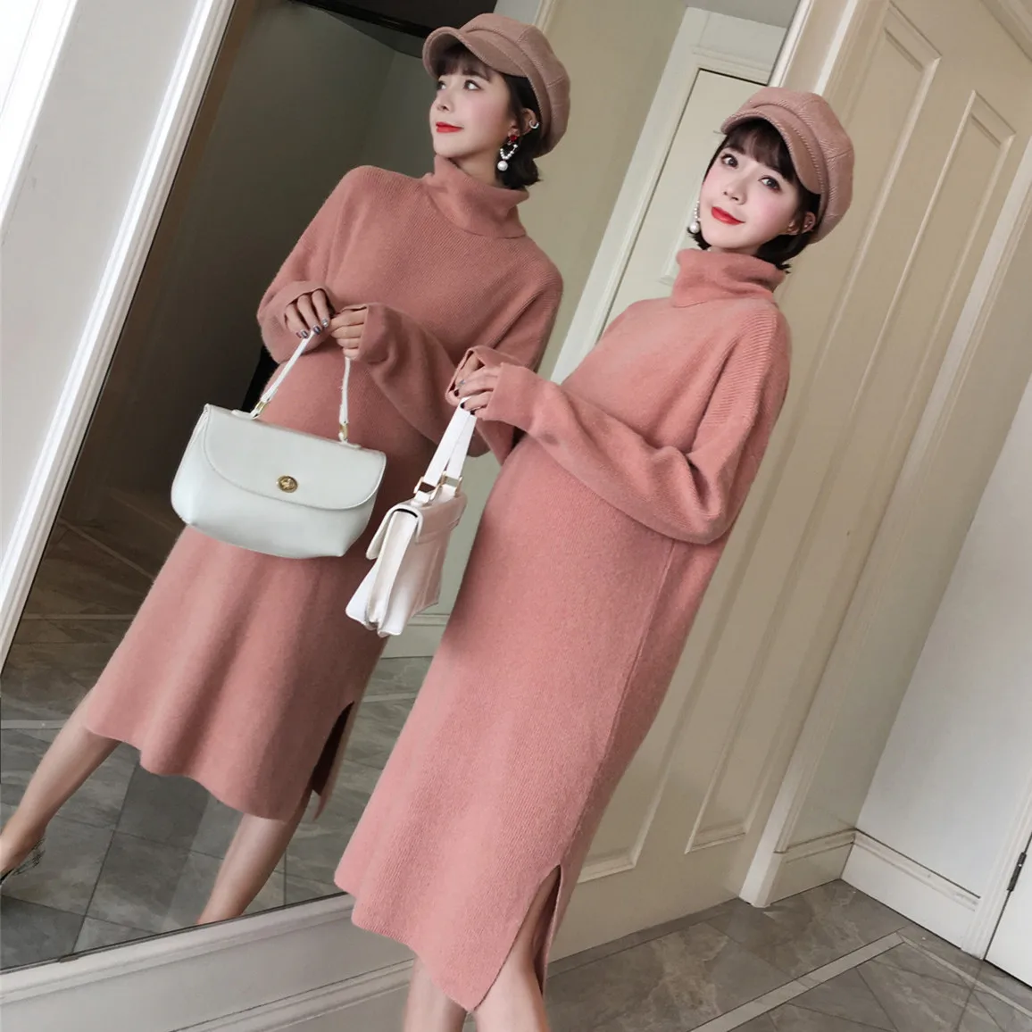 2019 Maternity Clothes Autumn And Winter Dehaired Angora over-the-Knee Mid-length High Collar Solid Color Sweater Sweater Thick
2019 Maternity Clothes Autumn And Winter Dehaired Angora over-the-Knee Mid-length High Collar Solid Color Sweater Sweater Thick