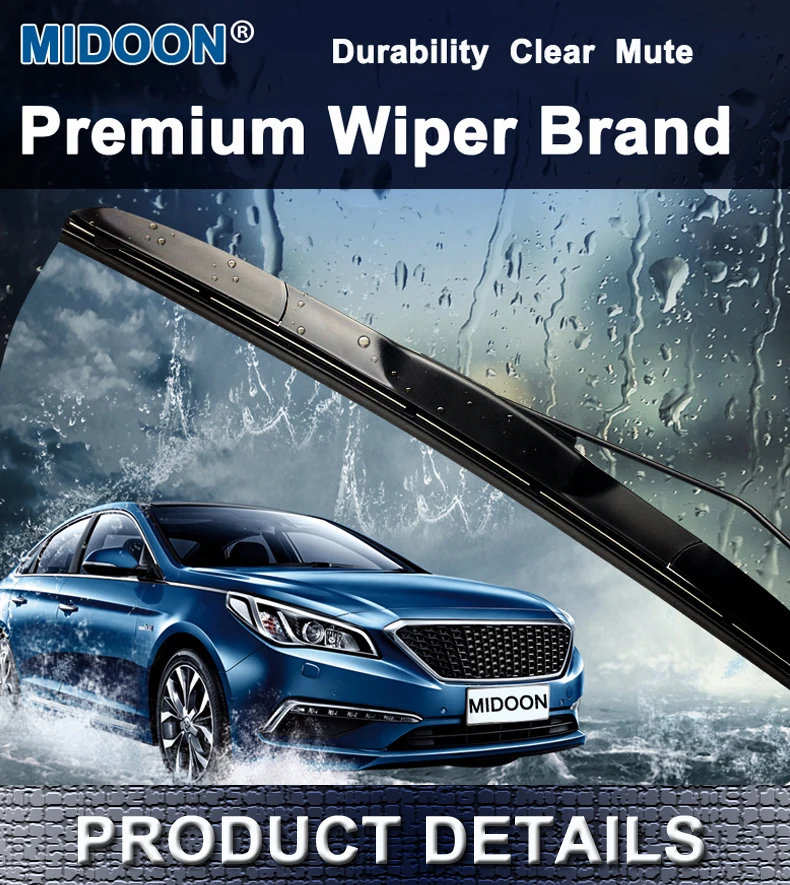MIDOON Wiper LHD RHD Front Wiper Blades For SEAT Ibiza 6J 2008 - 2017 2016 Windshield Windscreen Front Window 24''+16''