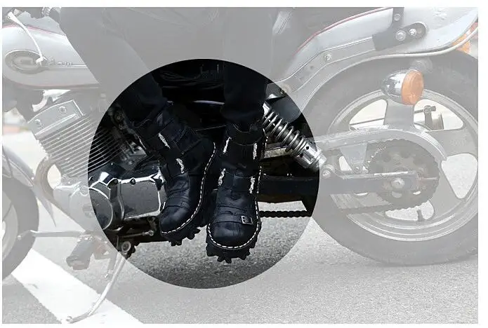 Men's Genuine Leather Skull Gothic Punk Combat Boots Motorcycle Leather Boots Men's Genuine Leather Skull Gothic Punk Combat Boots Motorcycle Leather Boots