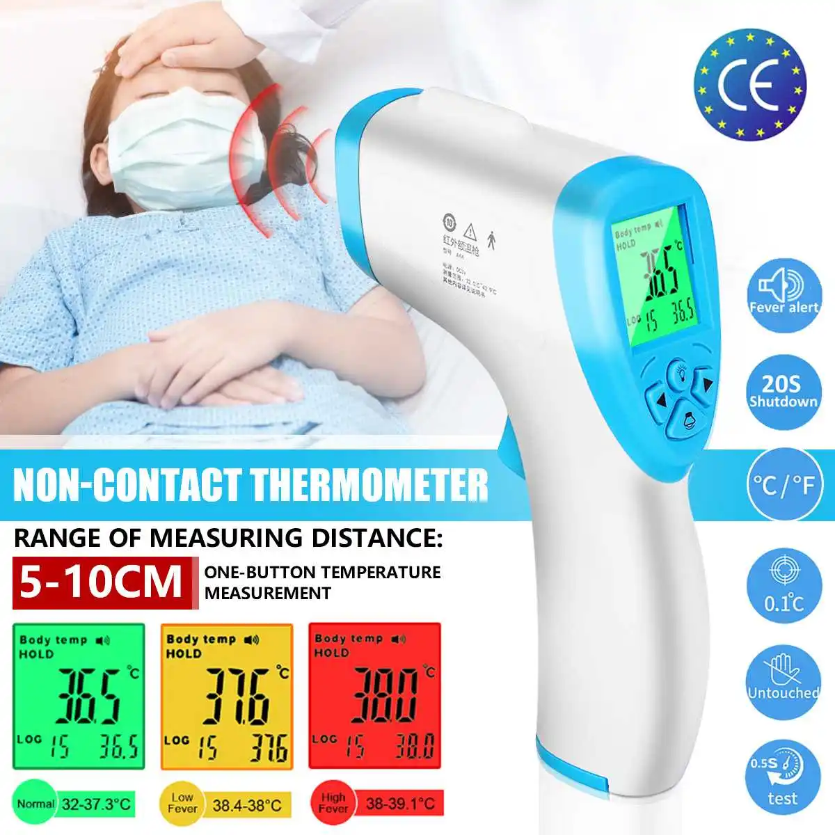 Medical Infrared Thermometer Forehead Baby Portable Non-contact child Handheld Body/Object Temperature Measure Health in stock
Medical Infrared Thermometer Forehead Baby Portable Non-contact child Handheld Body/Object Temperature Measure Health in stock