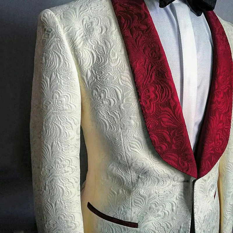 Ivory Jacquard Groom Tuxedo Wedding Suits for Men Best Man Blazer Pattern Costume Homme 2piece Groomsmen Coat Terno Masculino
Ivory Jacquard Groom Tuxedo Wedding Suits for Men Best Man Blazer Pattern Costume Homme 2piece Groomsmen Coat Terno Masculino