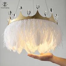 Artpad Modern White Feather Pendant Lights Gold Crown Girl's Room Hanging Lamp with Crystal Decor for Bedroom Hotel AC110V 220V
Artpad Modern White Feather Pendant Lights Gold Crown Girl's Room Hanging Lamp with Crystal Decor for Bedroom Hotel AC110V 220V
