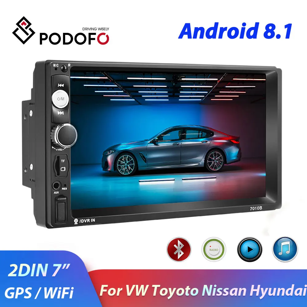 Автомагнитола Podofo мультимедийный плеер на Android с 7 "GPS Wi-Fi для Volkswagen Toyoto Nissan Hyundai