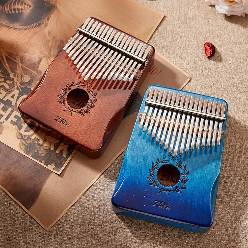 Mahogany 17-tone Thumb Piano C-tune Kalimba Portable Small Musical Instrument Olive Branch Pattern Keyboard | Спорт и развлечения