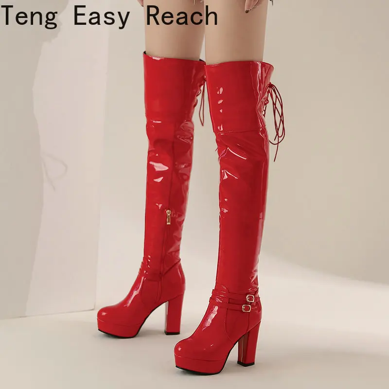 2021 Women Boots Sexy Patent Leather Platform Over The Knee Boots Square High Heel Long Boots Autumn Winter Zipper Shoes Ladies
2021 Women Boots Sexy Patent Leather Platform Over The Knee Boots Square High Heel Long Boots Autumn Winter Zipper Shoes Ladies